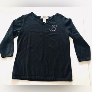 Field Gear 100% cotton black sweater with Monogram B rhinestones
